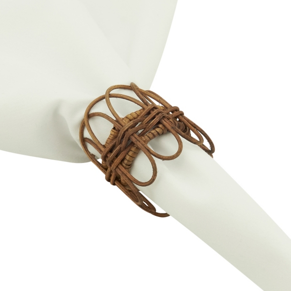 Brown Twisted Rattan Napkin Rings, Set of 4 Kirklands Home