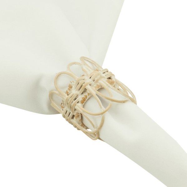 Cream Twisted Rattan Napkin Rings, Set of 4 Kirklands Home