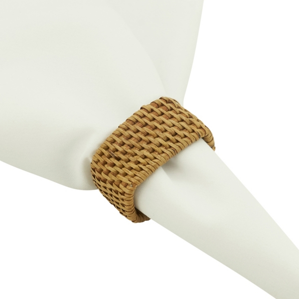 Natural Woven Rattan Oval Napkin Rings, Set of 4 Kirklands Home