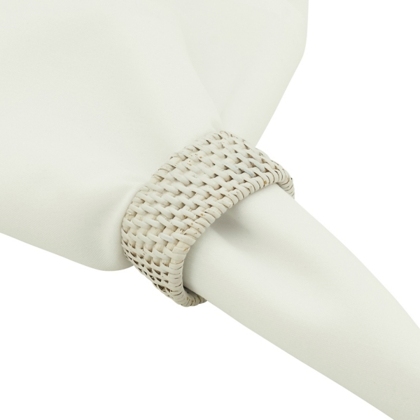 Cream Woven Rattan Oval Napkin Rings, Set of 4 Kirklands Home