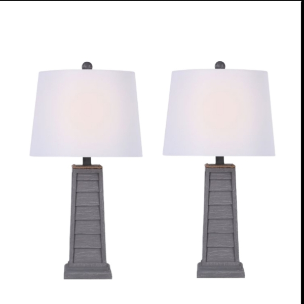 Gray Louvered Shutter Table Lamps, Set of 2