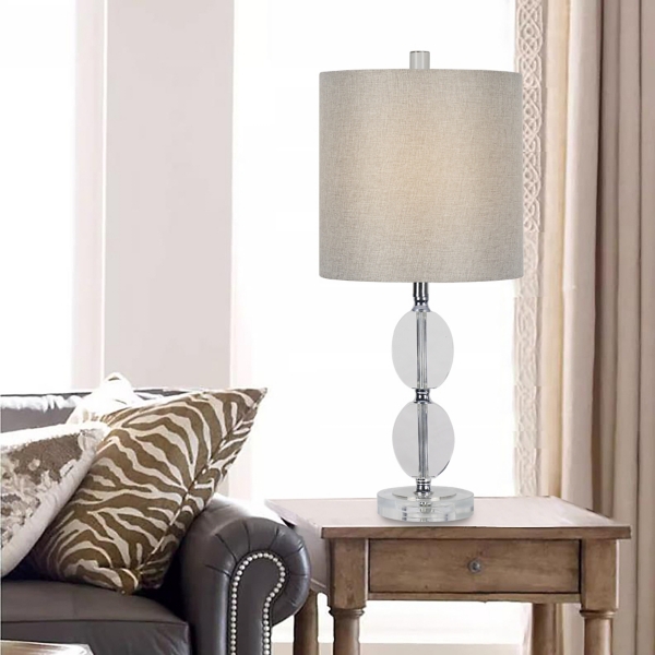 Hourglass Crystal and Silver Metal Table Lamp