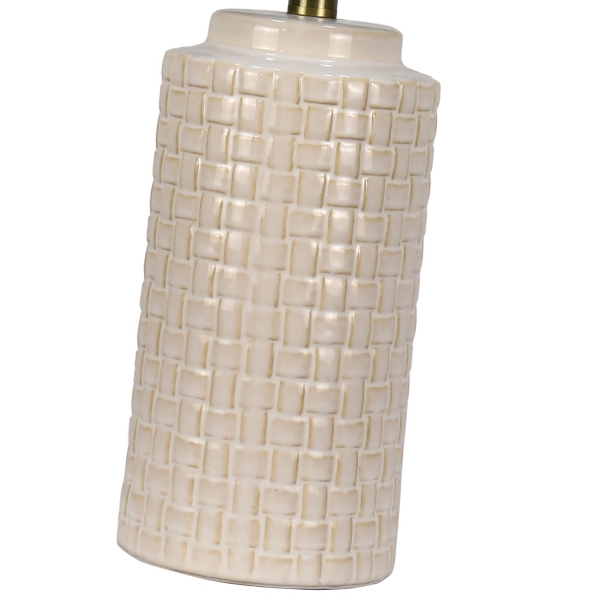White Basket Weave Ceramic Table Lamps, Set of 2