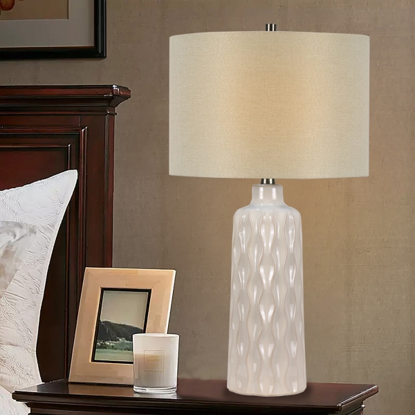 Kirklands White Wave Table Lamps, Set of 2 Hamilton Place