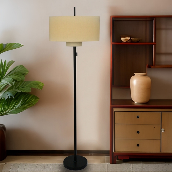 Black Deco Double Shade Floor Lamp