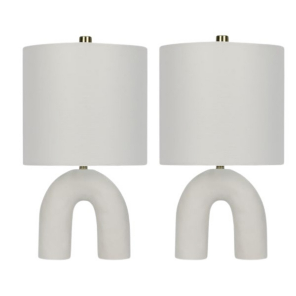 Matte White Arch Table Lamps, Set of 2