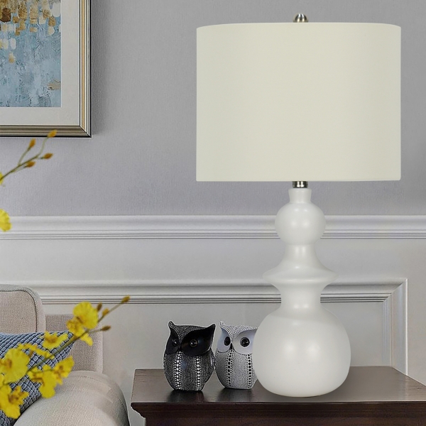 White Modern Spindle Table Lamp