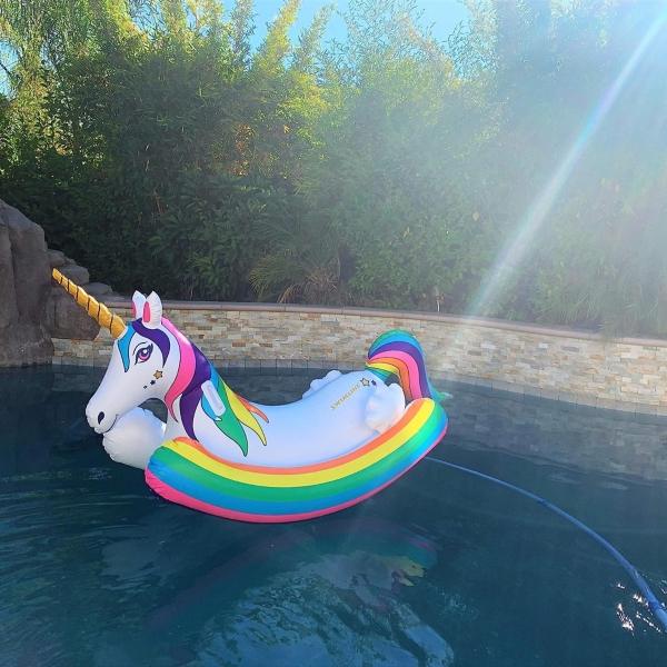 Rainbow Unicorn Rocker Pool Float