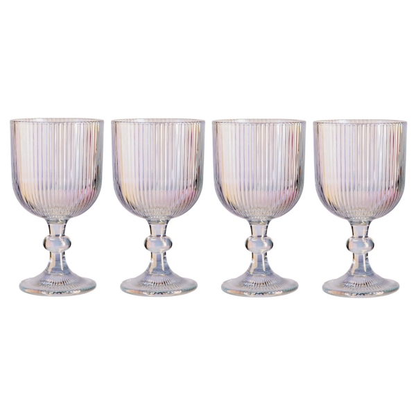Luster Ribbed Goblet Wine Glasses, Set of 4