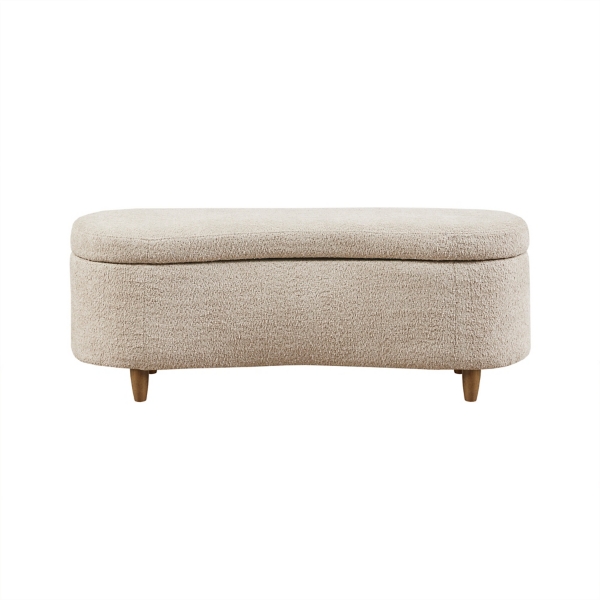 Cream Boucle Flip-Top Storage Bench