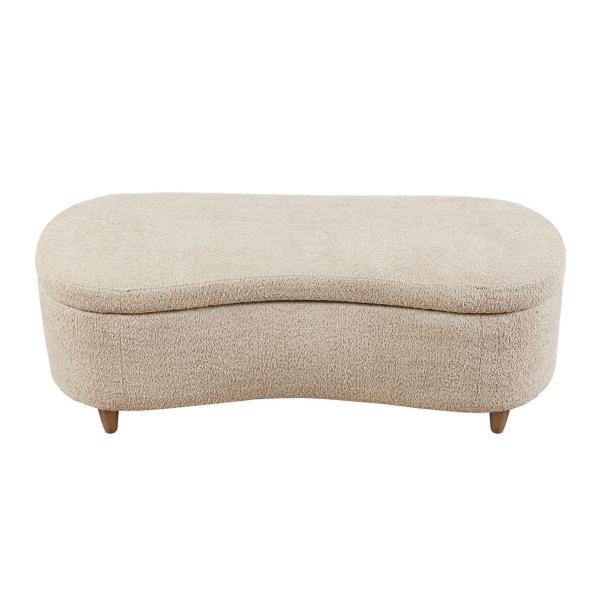 Cream Boucle Flip-Top Storage Bench