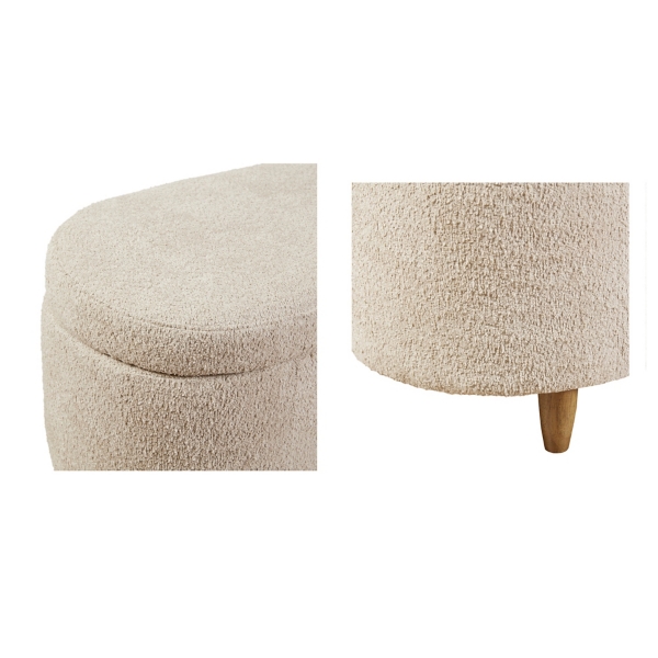 Cream Boucle Flip-Top Storage Bench