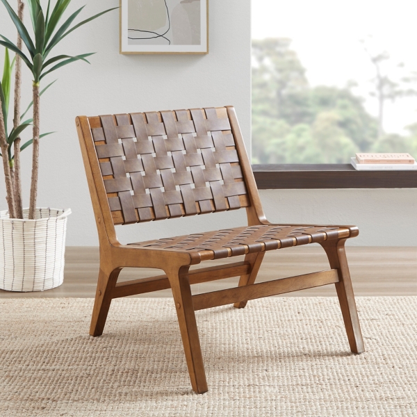 Brown Woven Faux Leather Accent Chair Kirklands Home