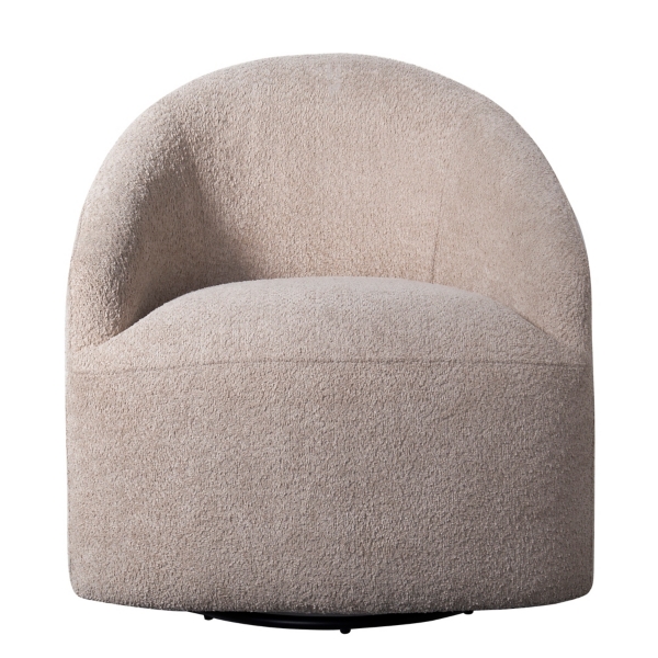Ivory Boucle Barrel Swivel Accent Chair