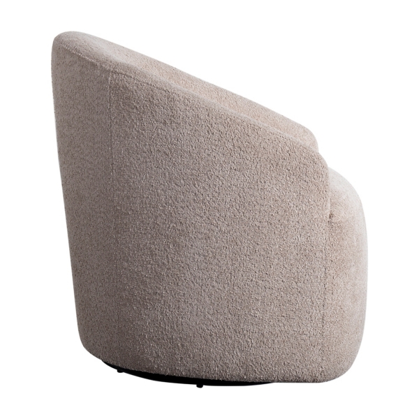 Ivory Boucle Barrel Swivel Accent Chair