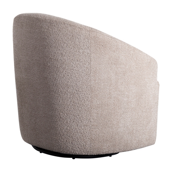 Ivory Boucle Barrel Swivel Accent Chair