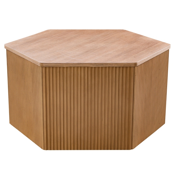 Natural Fluted Hexagon Coffee Table
