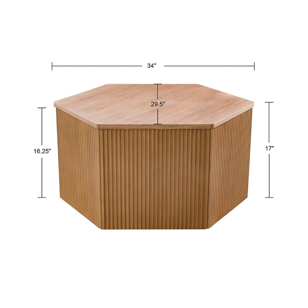 Natural Fluted Hexagon Coffee Table
