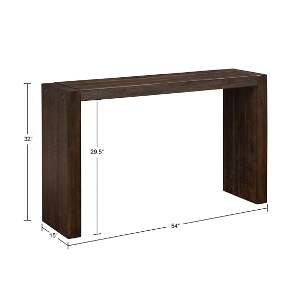 Dark Brown Distressed Wood Console Table