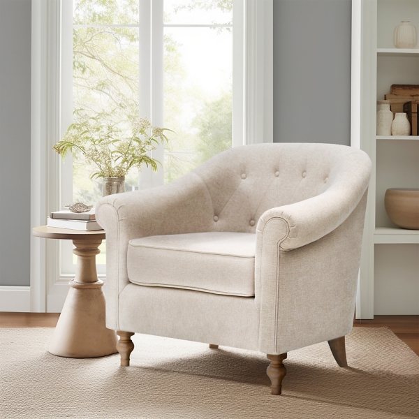 Cream Tufted Farmhouse Accent Chair