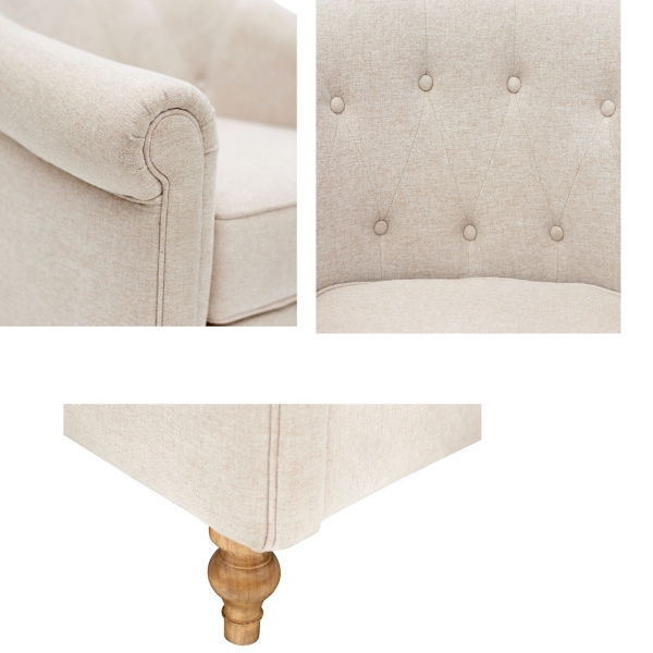 Cream Tufted Farmhouse Accent Chair