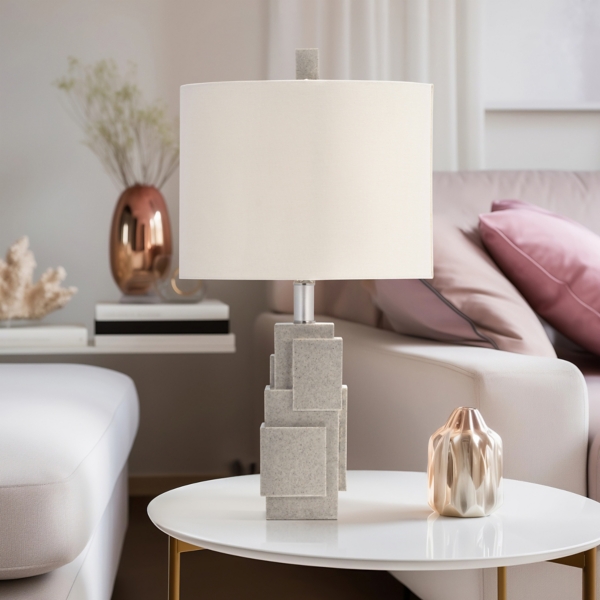 Gray Stacked Blocks Table Lamp