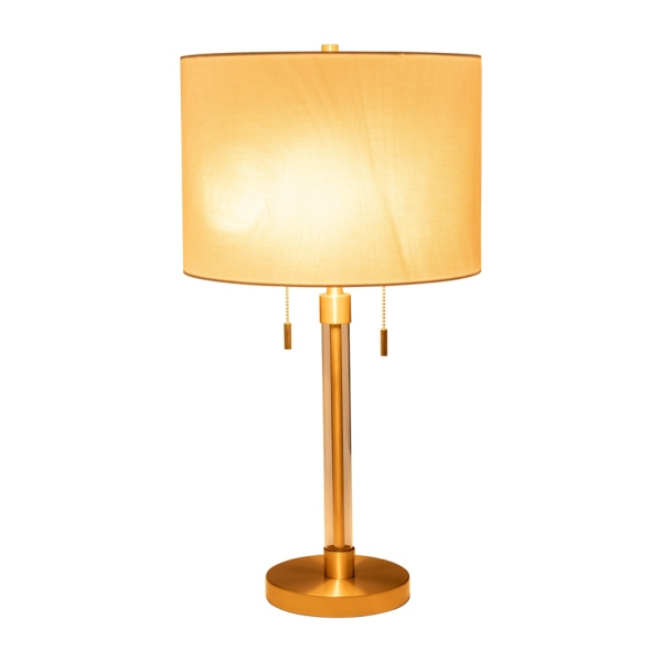 Gold Metal and Glass Double Pull Chain Table Lamp