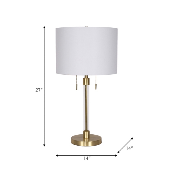 Gold Metal and Glass Double Pull Chain Table Lamp