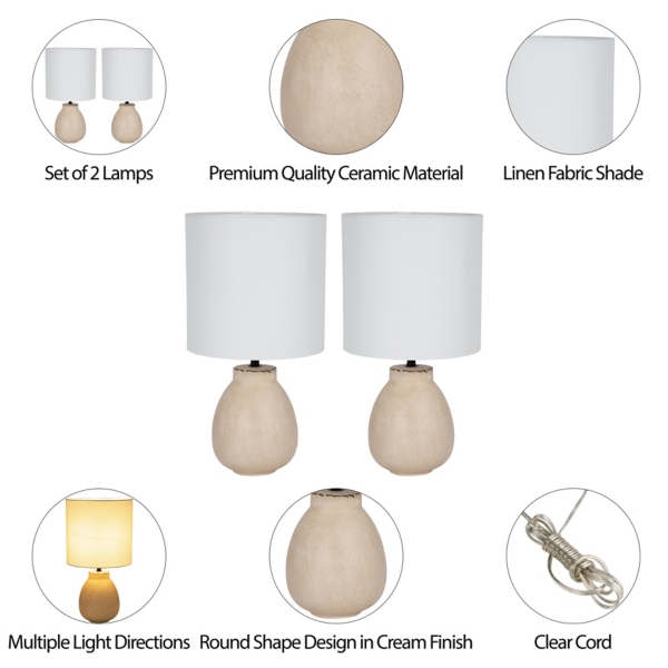 Cream Melanie Table Lamps, Set of 2