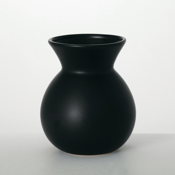 Matte Black Hourglass Ceramic Vase | Kirklands Home
