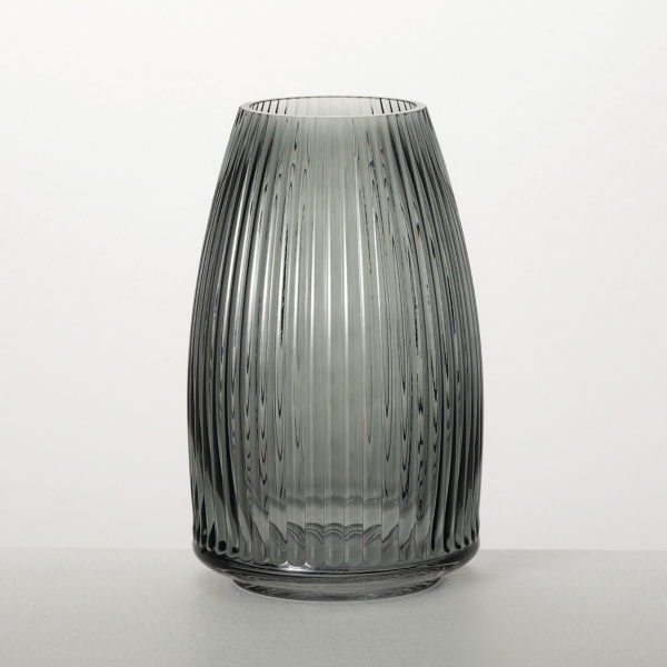 Black Round Ribbed Glass Vase Kirklands Home