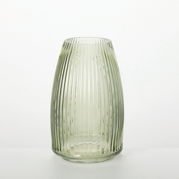 Green Round Ribbed Glass Vase Kirklands Home