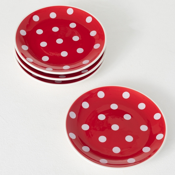 Red Polka Dot Plates, Set of 4 Kirklands Home