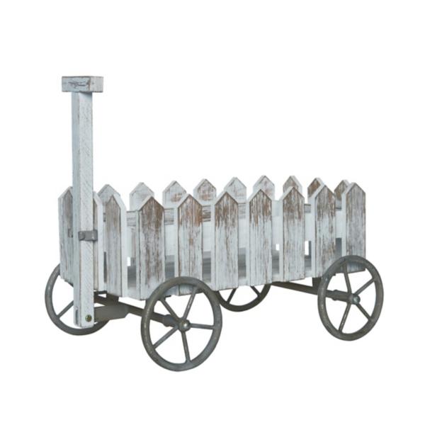 Gray Wood Fence Wagon Statue