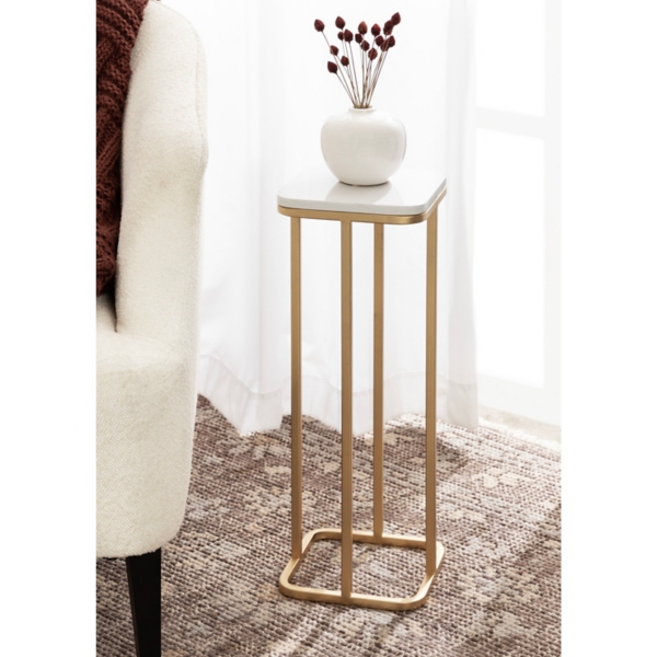 Gold and White Credele Accent Table