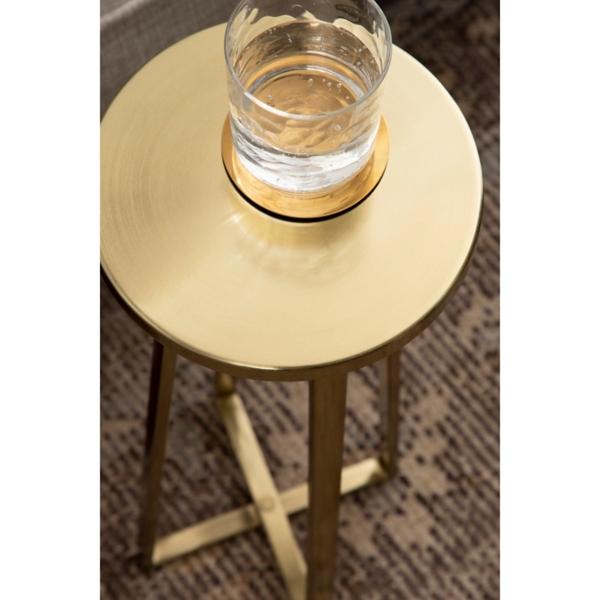 Round Zia Gold Metal Accent Table