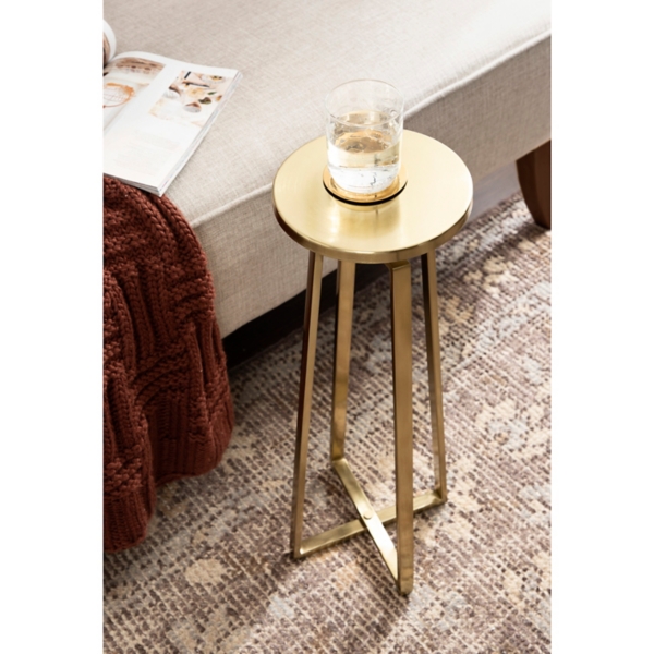 Round Zia Gold Metal Accent Table