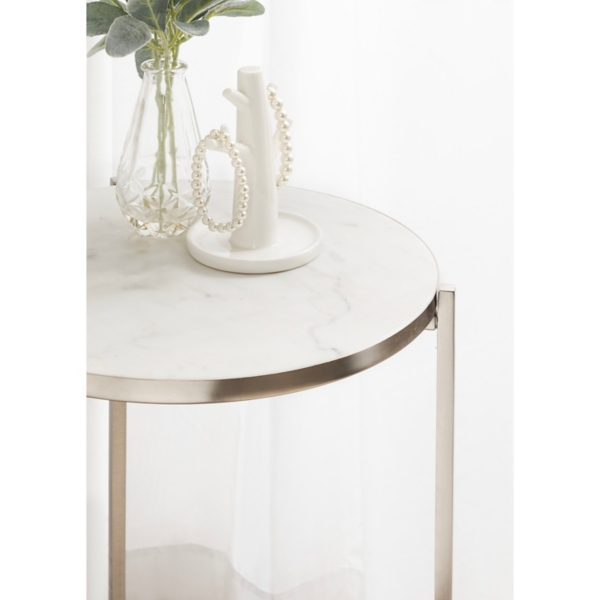 Round Silver Aguilar Accent Table