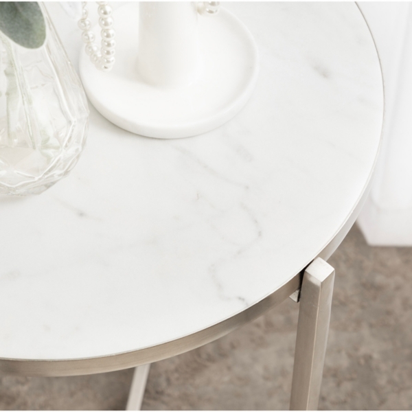 Round Silver Aguilar Accent Table