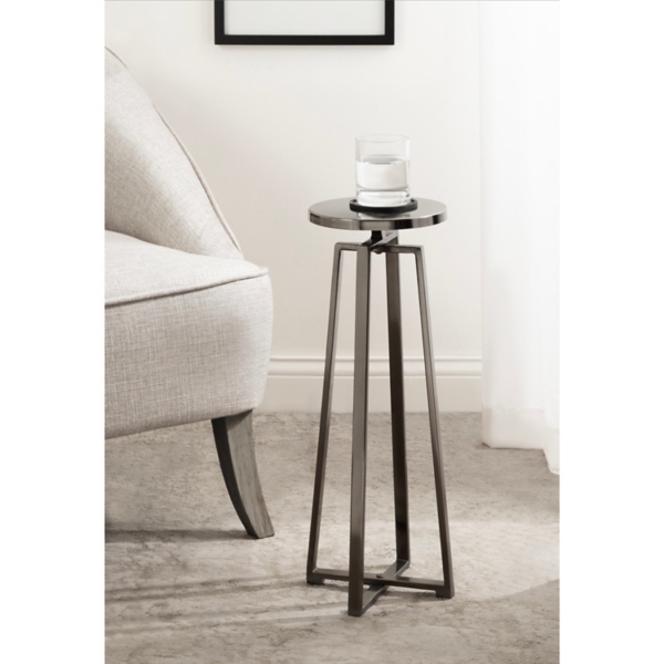 Round Zia Pewter Metal Accent Table