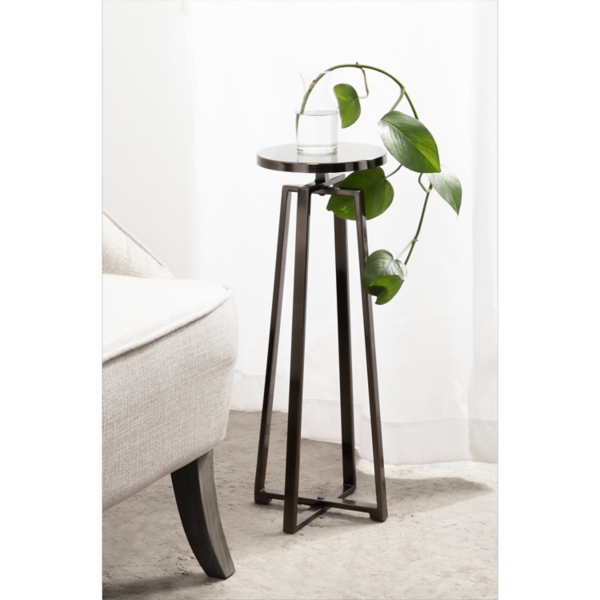 Round Zia Pewter Metal Accent Table