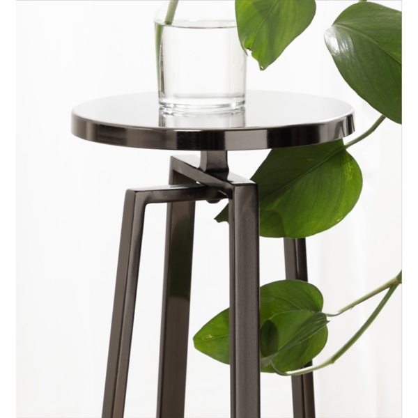 Round Zia Pewter Metal Accent Table