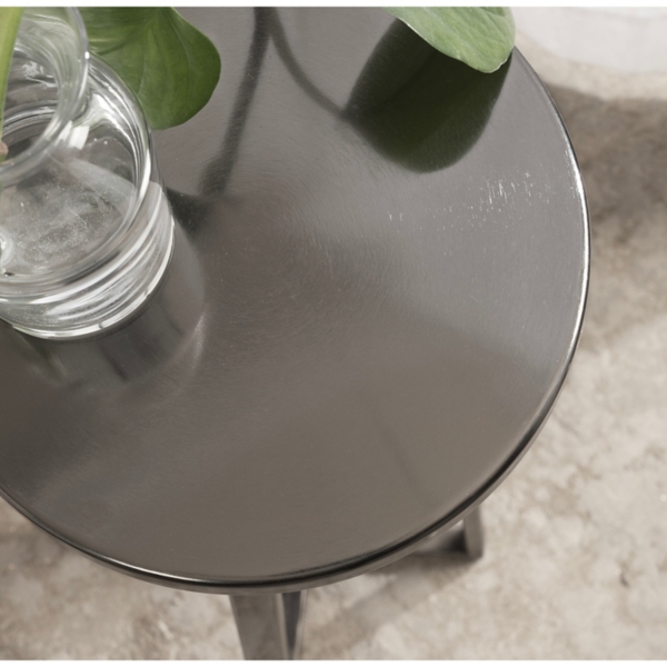 Round Zia Pewter Metal Accent Table