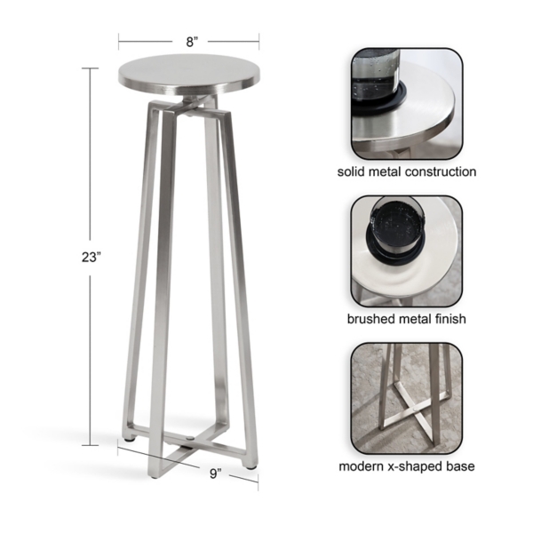 Round Zia Silver Metal Accent Table
