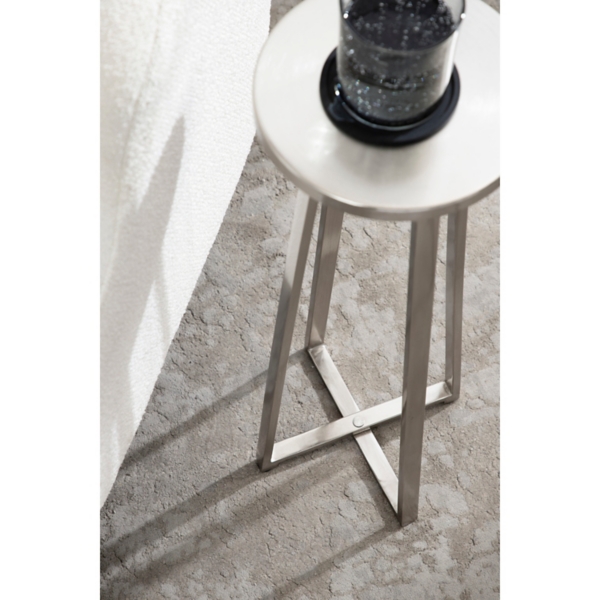 Round Zia Silver Metal Accent Table