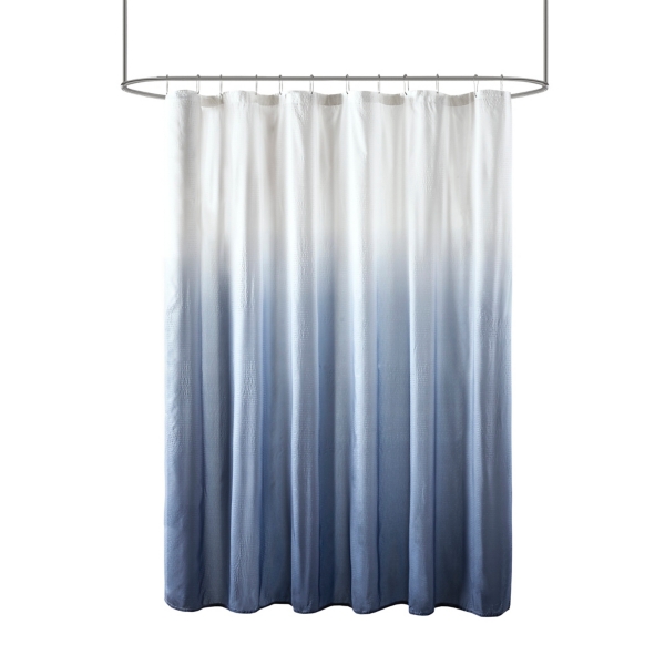 Blue Ombre Seersucker Shower Curtain