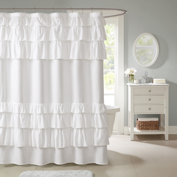 White Ruffle Hope Shower Curtain | Kirklands Home