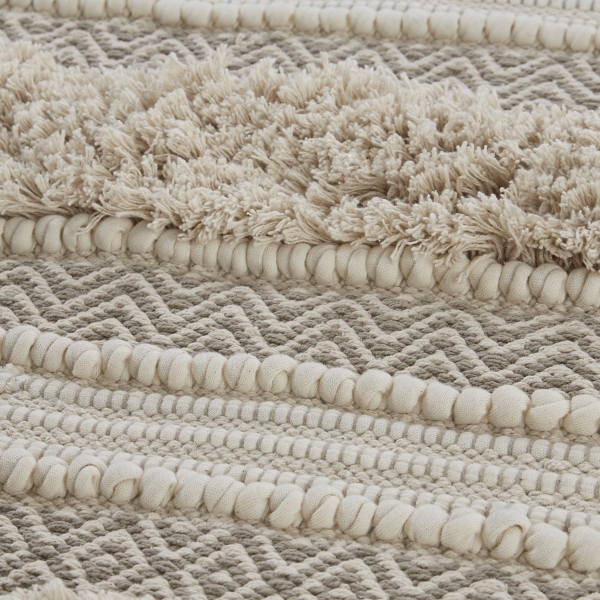 Neutral Tufted Stripes Woven Bath Mat