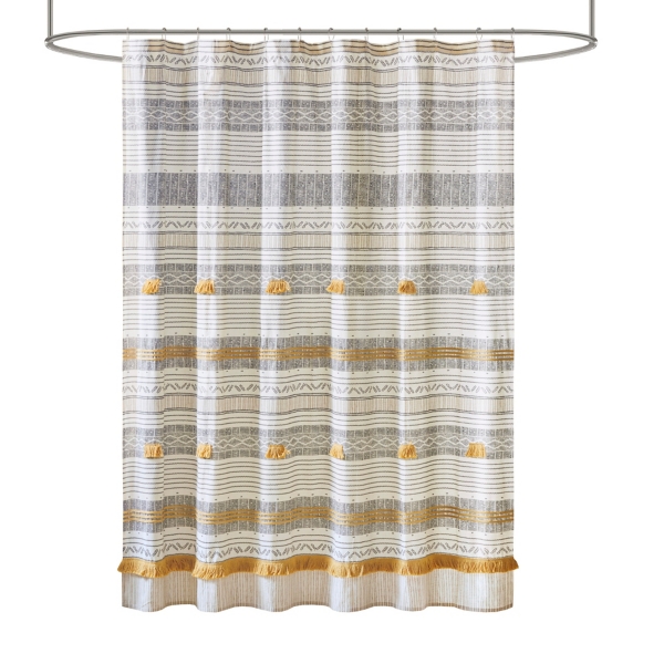 Decorative Stripe Tassel Shower Curtain