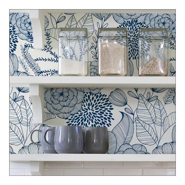 Navy Floral Garden Peel & Stick Wallpaper